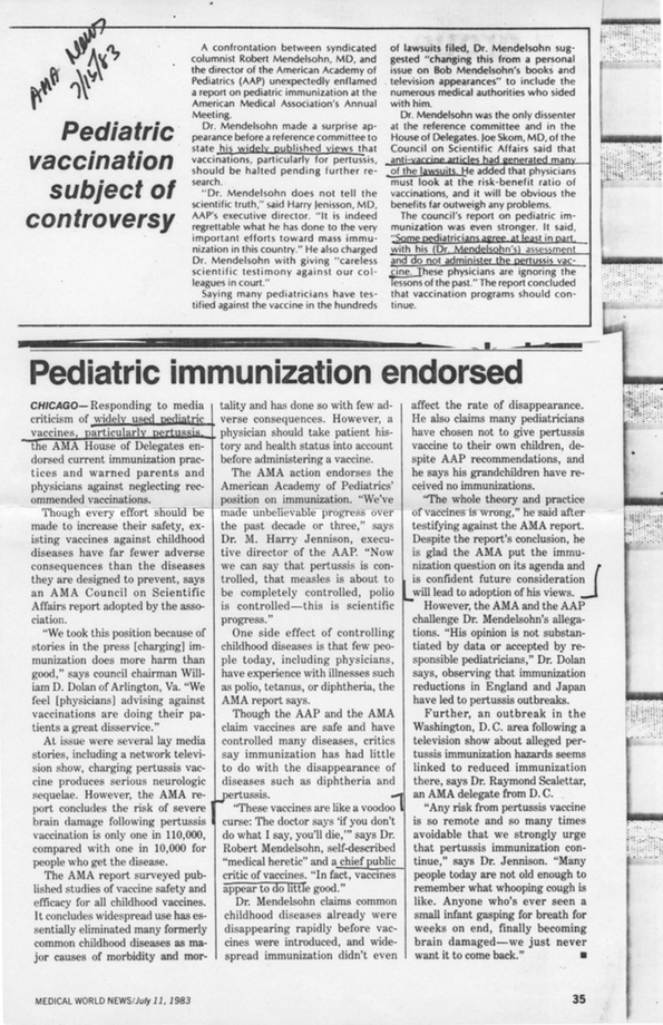 Pediatric Vaccination Subject of Controversy