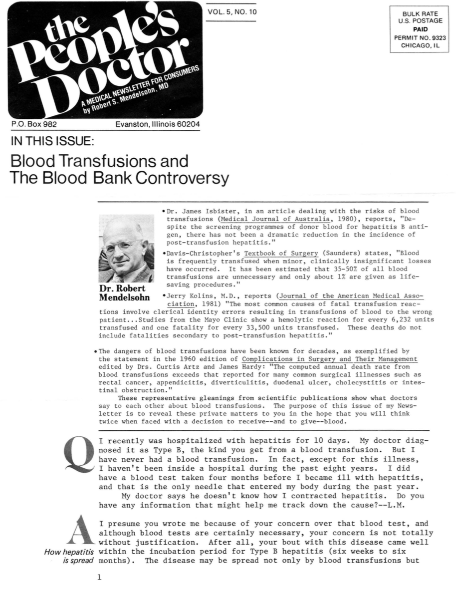 Blood Transfusions and The Blood Bank Controversy